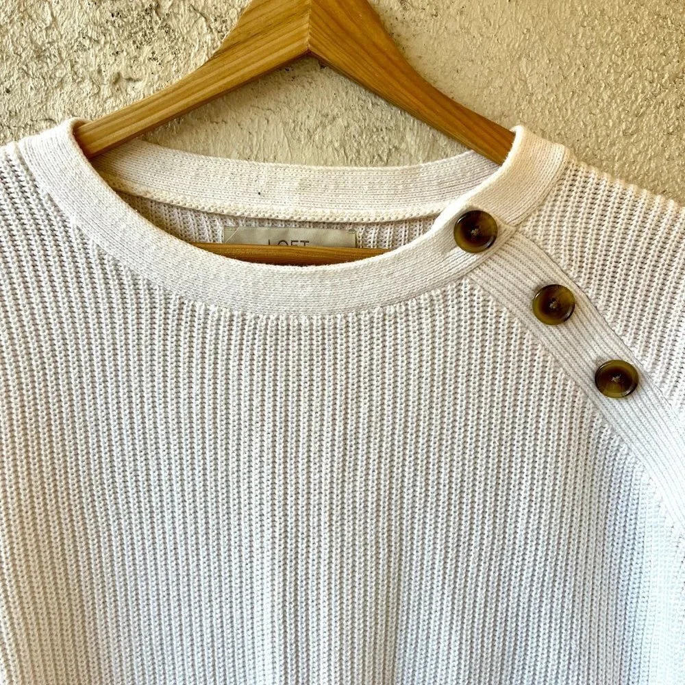 Ann Taylor Loft Pullover Cable Knit Button Sweate… - image 3